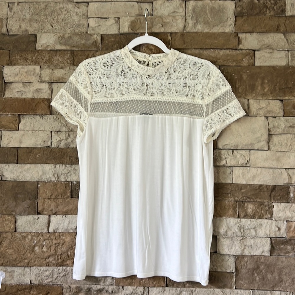Express Large Cream colored top with lace